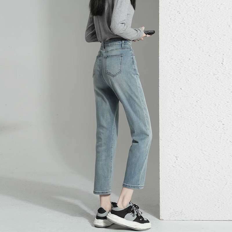 カジュアルスタイル シンプルストレートデニムパンツ