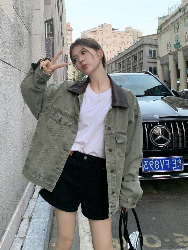 韓国スタイル ゆったりカジュアルデニムジャケット