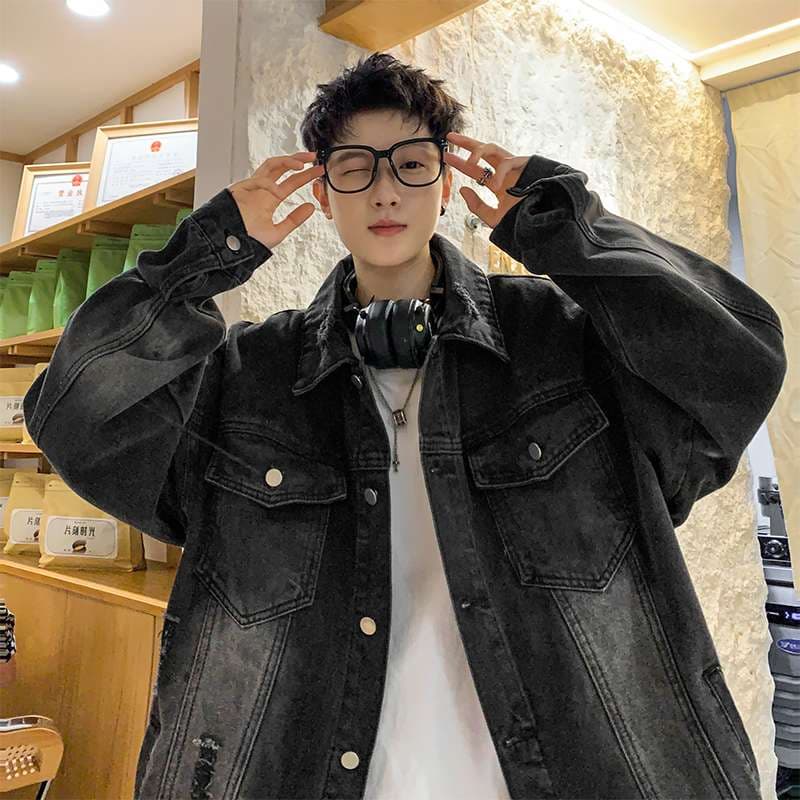 韓国ストリートカジュアル オーバーサイズデニムジャケット