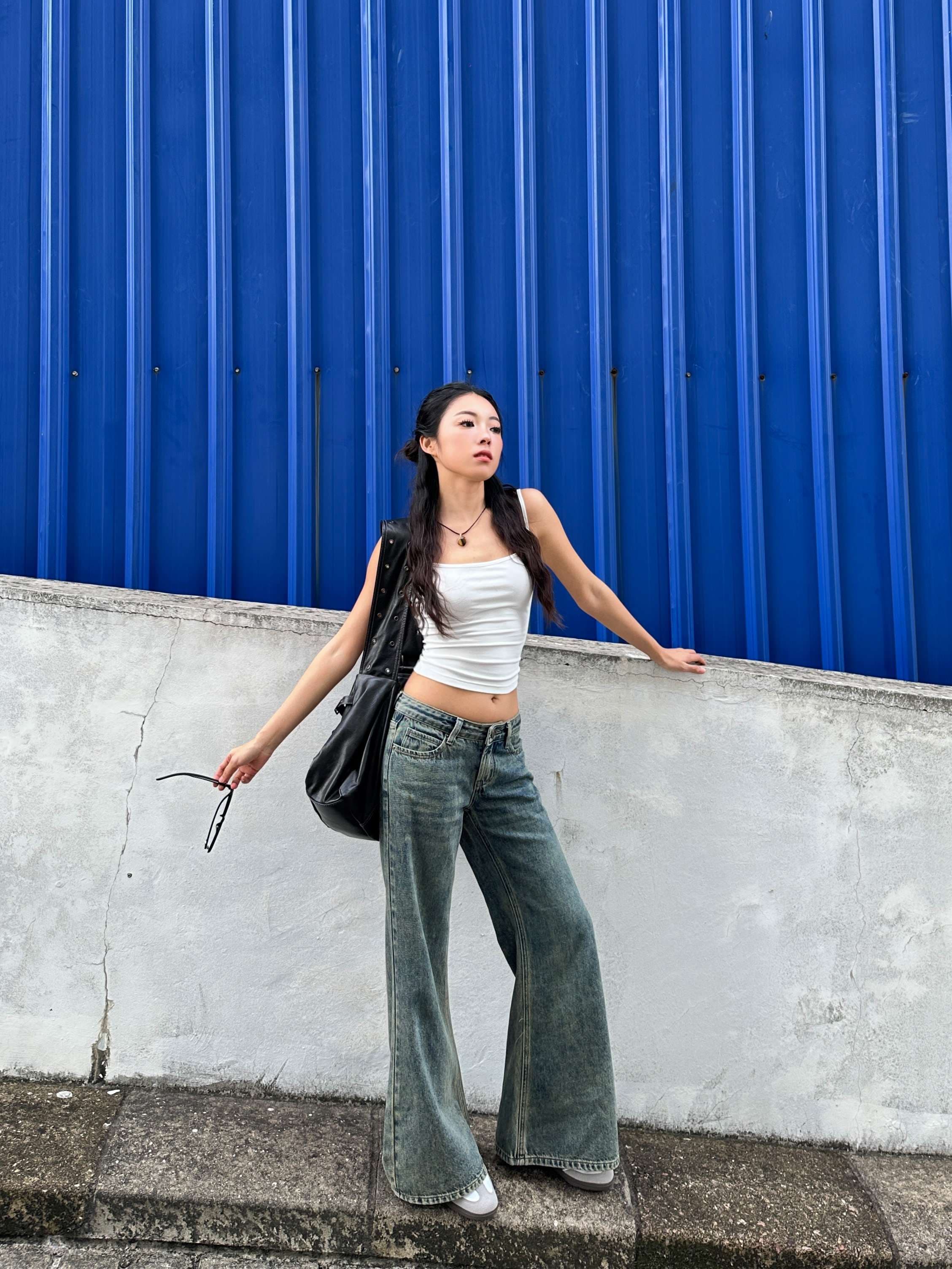 アメリカンスタイル ヴィンテージ風ワイドフレアデニム