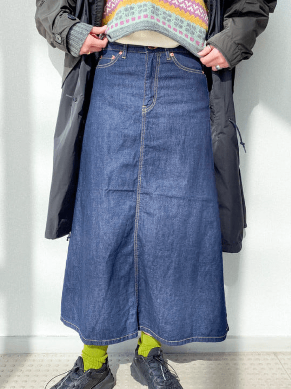 デニムスカート 定番Aライン デニムロングスカート