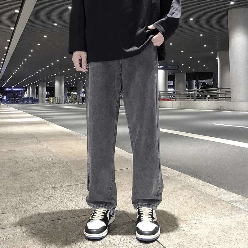 ビンテージ風グレーストレートデニム