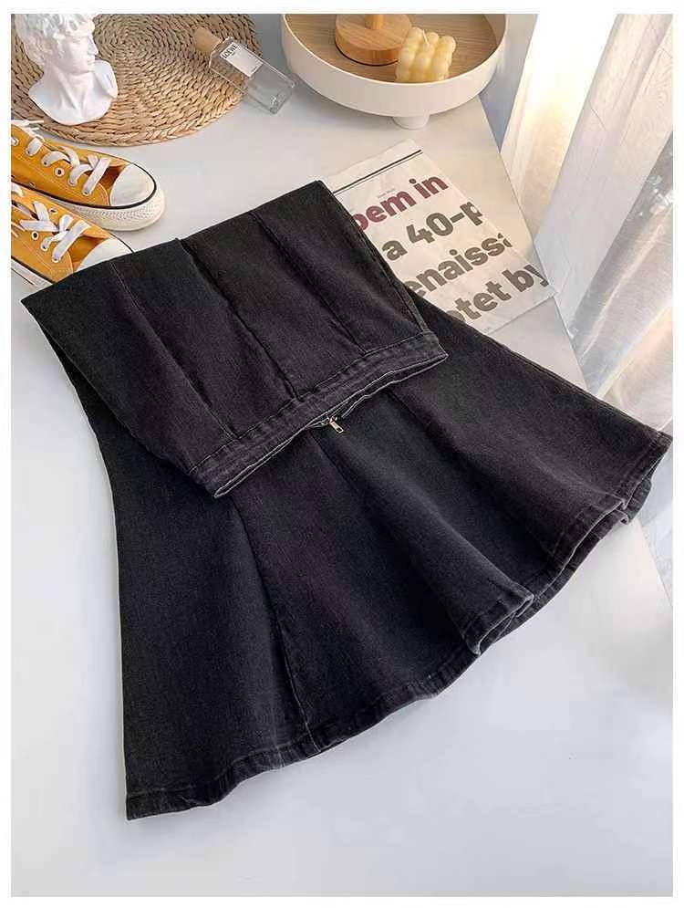 カジュアルスタイル　リメイク風デニムマーメイドスカート