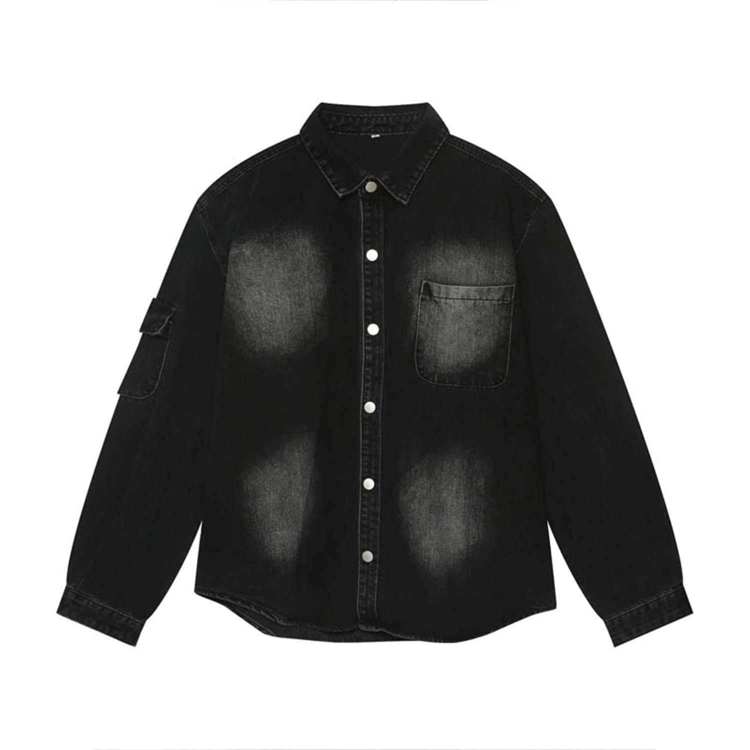 韓国スタイル モノトーンウォッシュ加工デニムパンツセットアップ