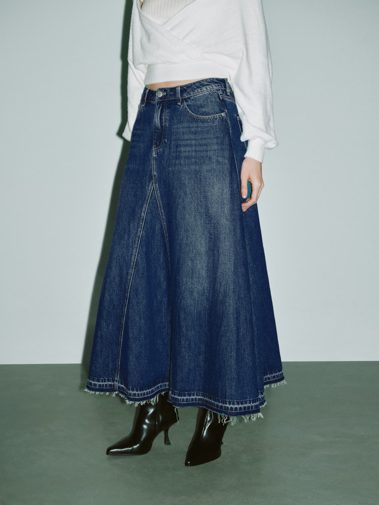 ヴィンテージデニムロングフレアスカート