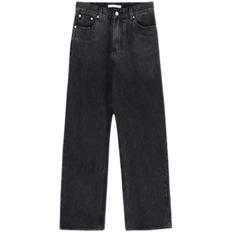 韓国スタイル モダンクラシック ワイドデニムパンツ