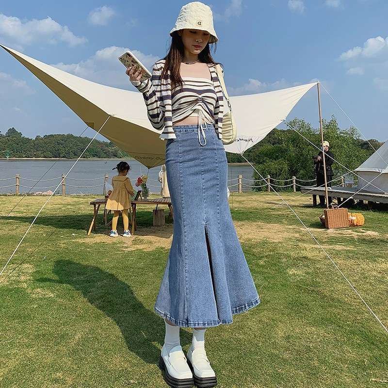 カジュアルデニム　マーメイドデニムロングスカート