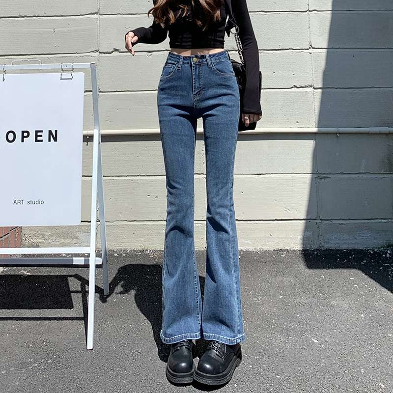 カジュアルスタイル レトロフレアデニムパンツ