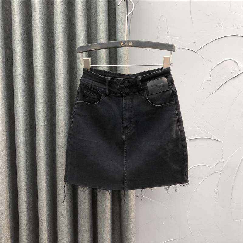 ダメージ加工ブラックデニムミニスカート