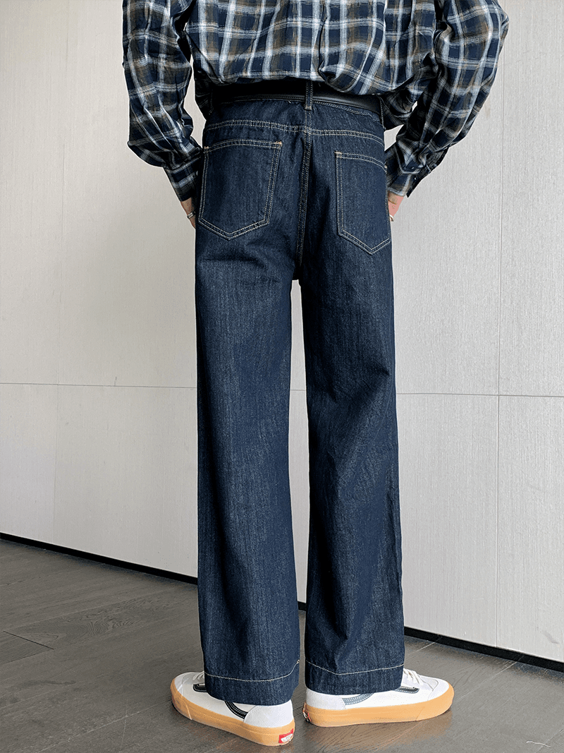 カジュアルスタイル リラックスワイドデニムパンツ