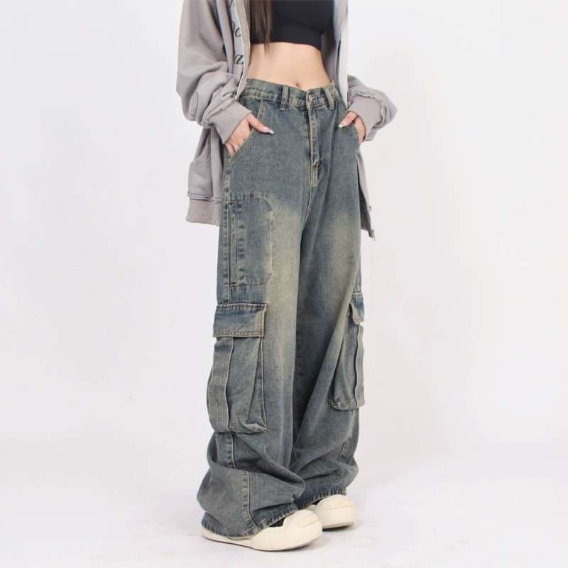 ゆったりカーゴワイドデニムパンツ