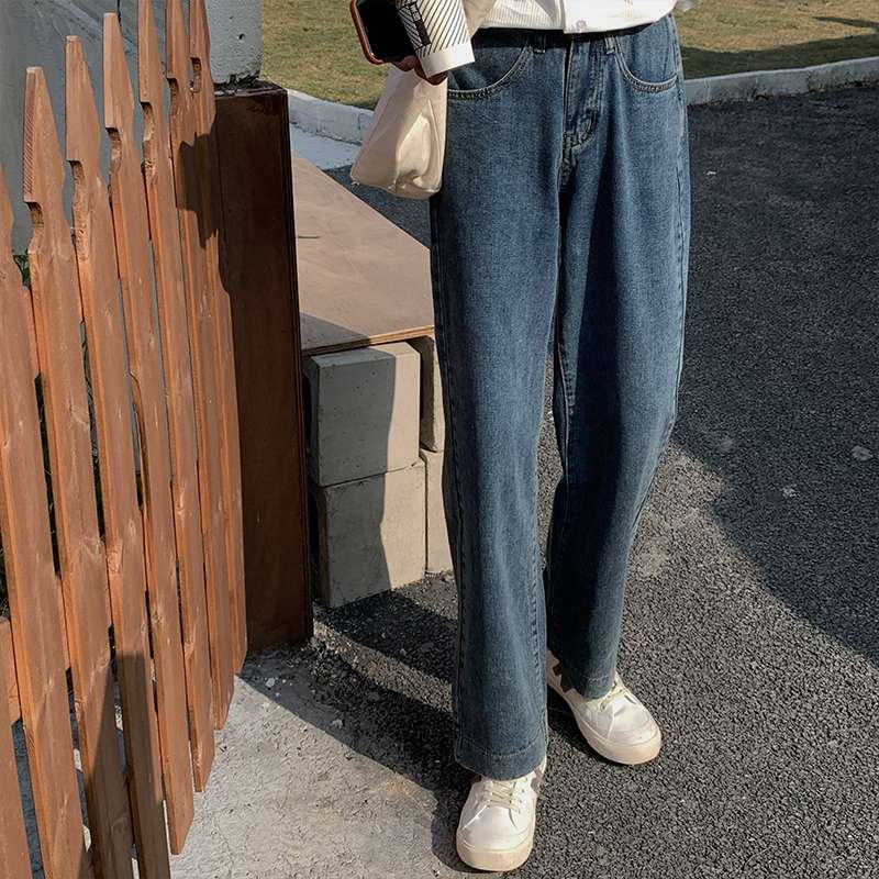 韓国スタイル リラックスストレートデニム