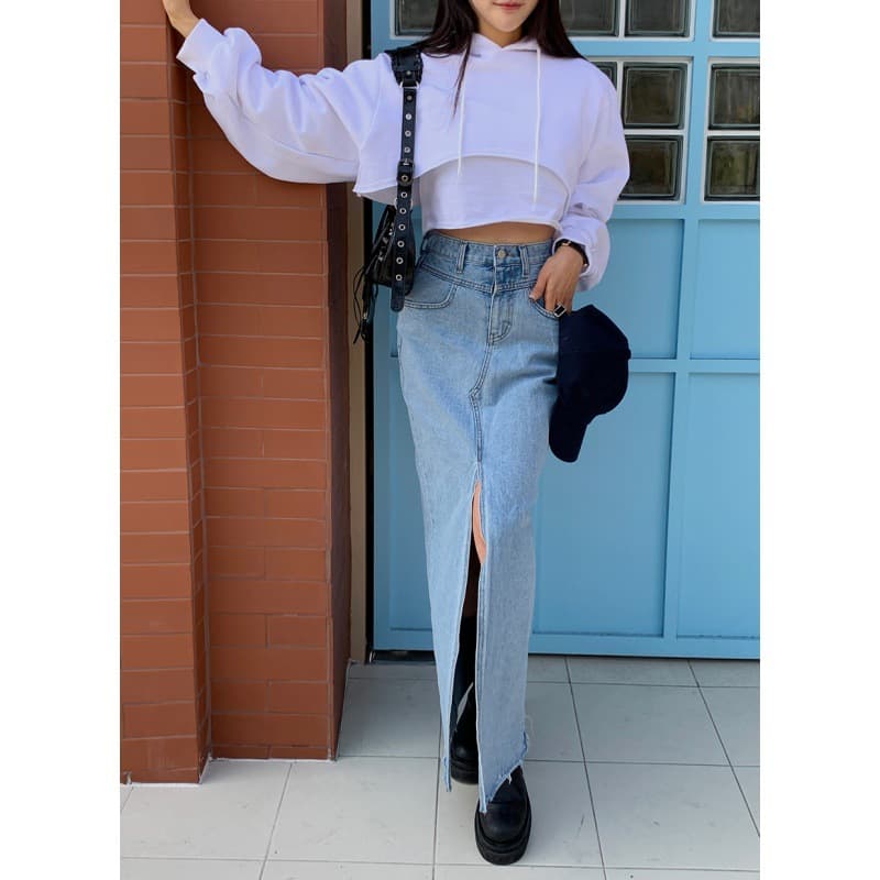 デニムスカート ハイウエストスリット