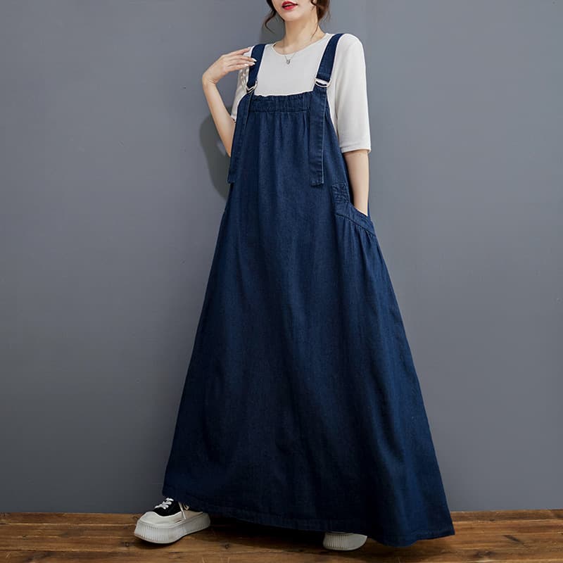 デニムスカート ゆったりデニムサロペットワンピース