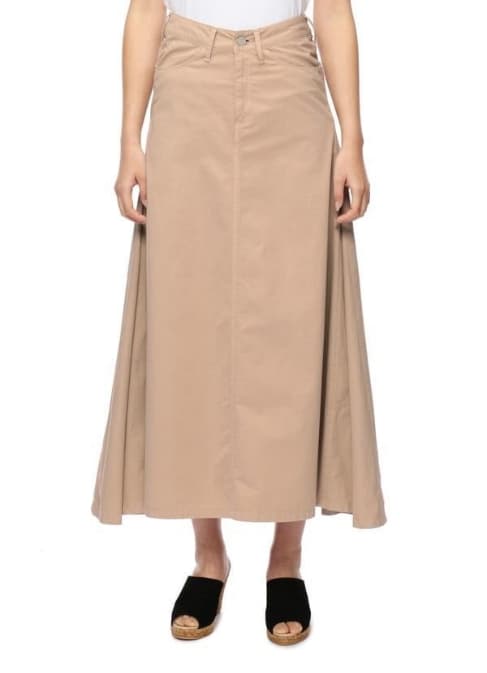 デニム フレア切替えマキシ丈スカート