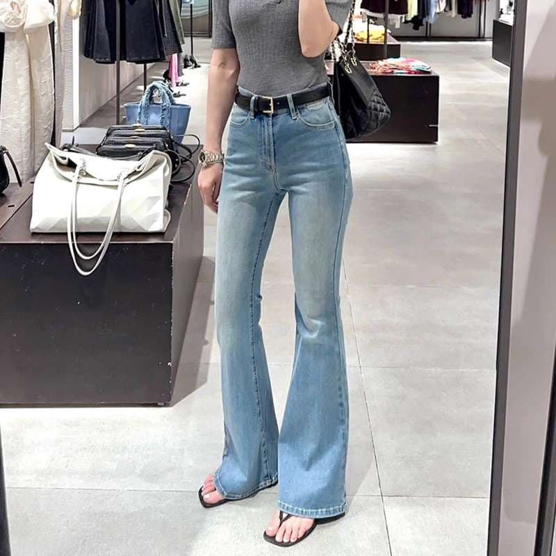 韓国スタイル 美脚フレアデニムジーンズ