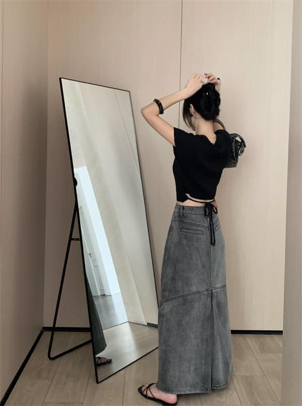 デニムスカート レディース デニムロングスカート