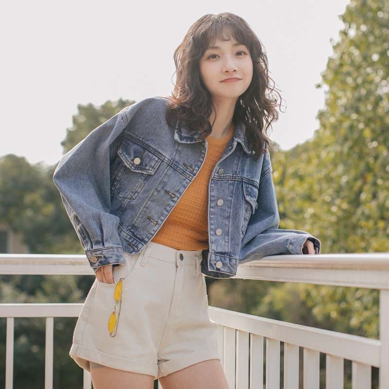 韓国スタイル カジュアルオーバーサイズデニムジャケット
