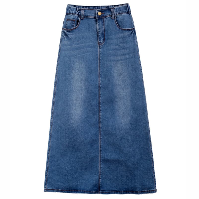 大人シルエットデニムロングタイトスカート