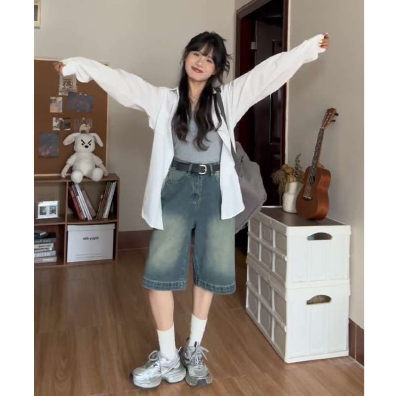 韓国スタイル ゆったりデニムガウチョパンツ