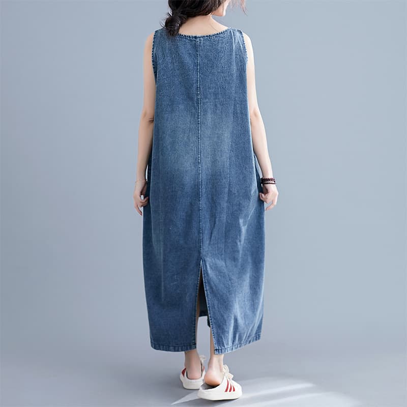 デニムスカート ゆったりシルエット デニムサロペットスカート