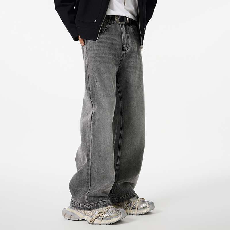 カジュアルスタイル ワイドシルエット グレーウォッシュデニム