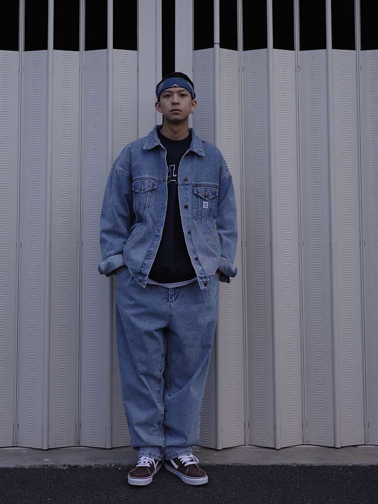 アメリカスタイル リラックスフィット・ヴィンテージウォッシュデニムパンツ