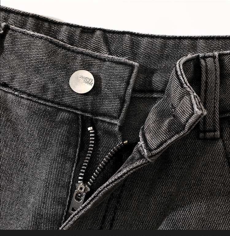 ビンテージ風グレーストレートデニム