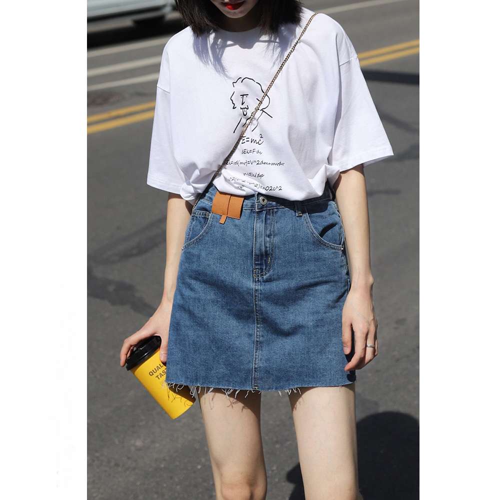 デニムスカート フリンジデニムミニスカート