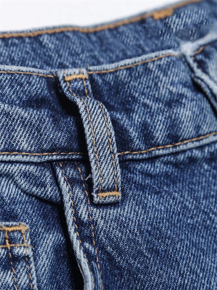 ハイウエストロングデニムスカート切り替えデザイン