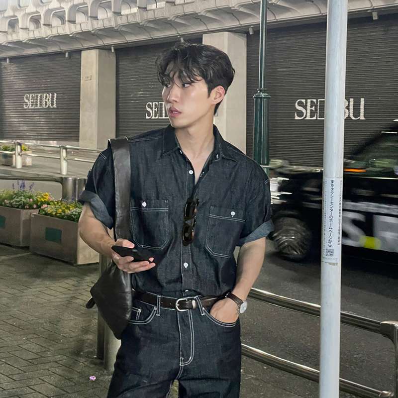 韓国スタイル アーバンナイト デニムシャツ