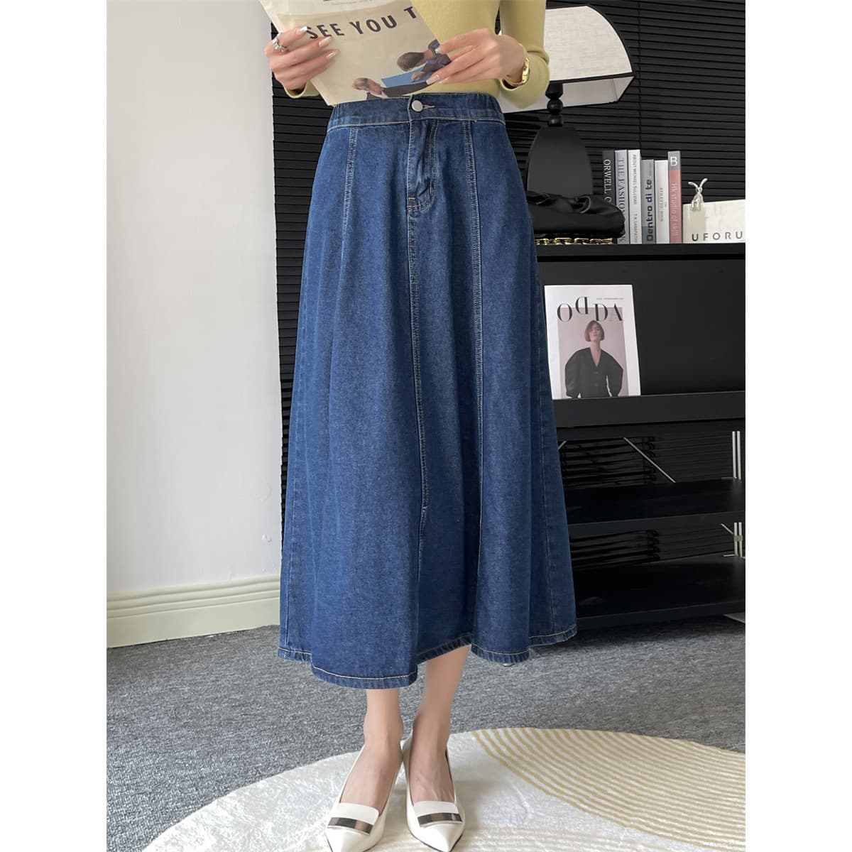 なめらかシルエット デニムフレアスカート