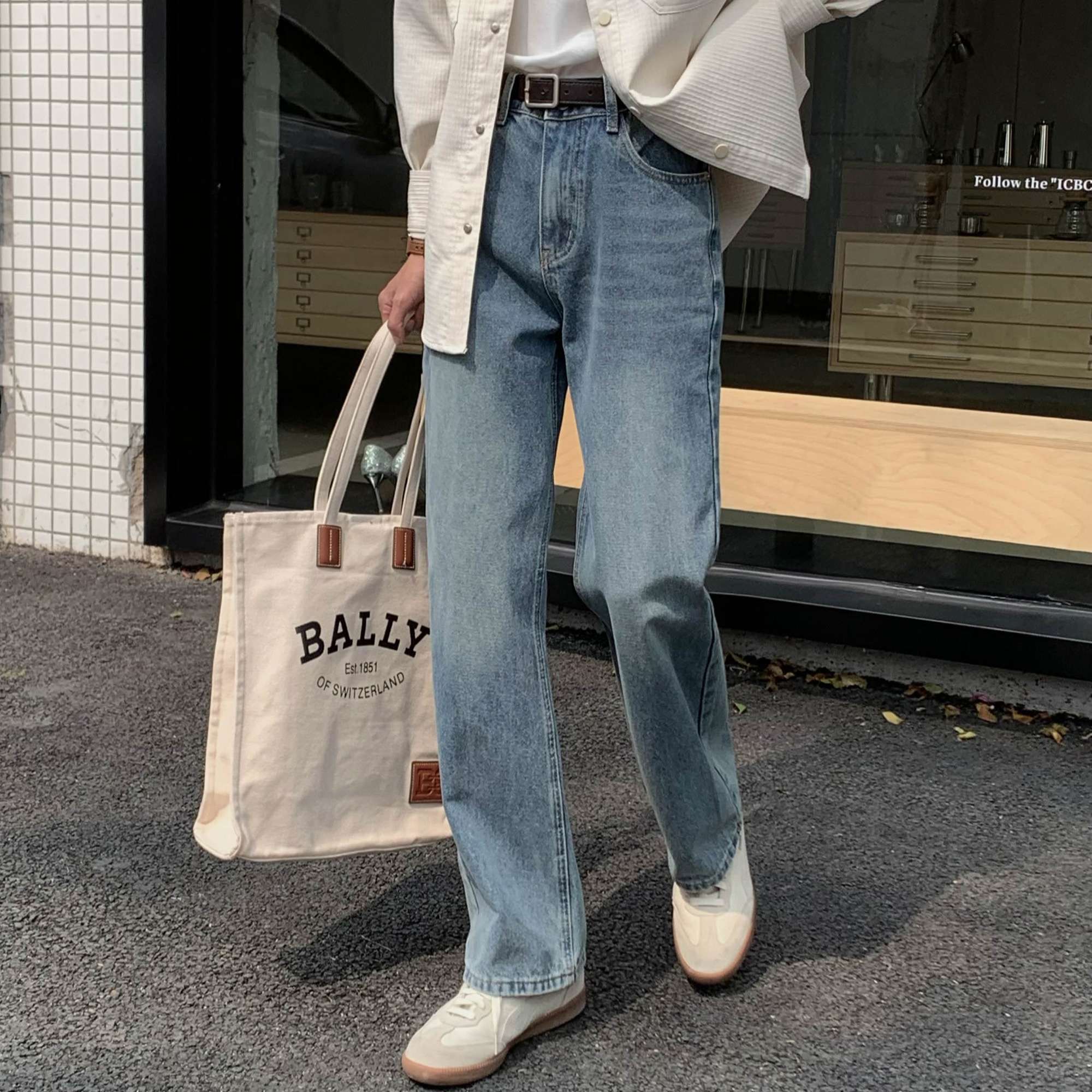 韓国スタイル クラシックストレートデニム