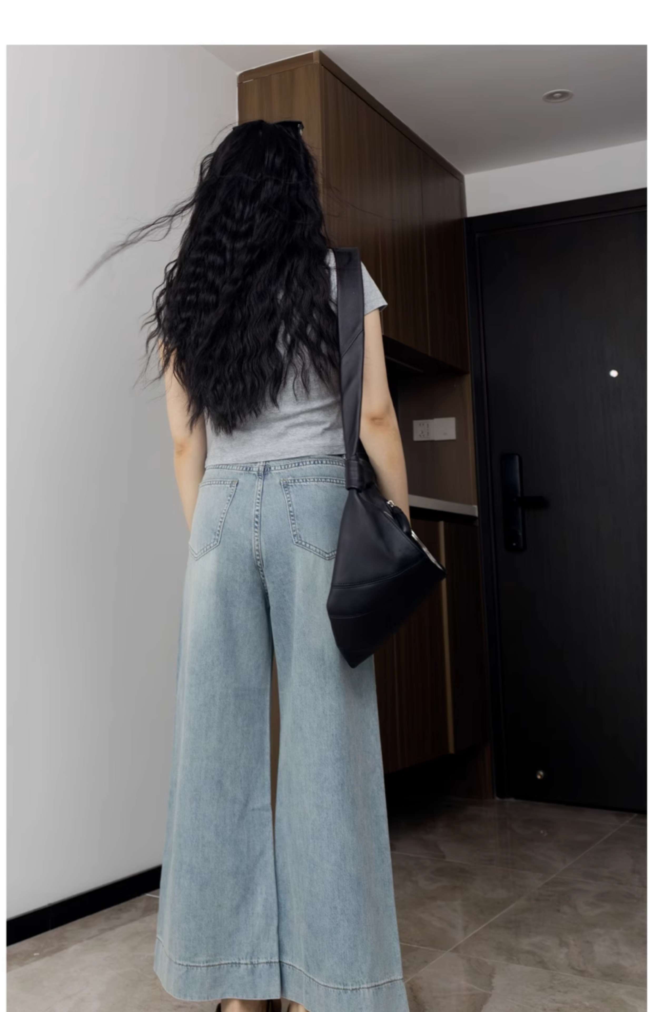 韓国スタイル リラックスワイドデニムパンツ