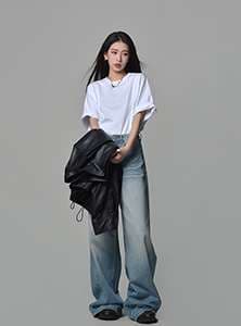 カジュアルスタイル 90年代風ワイドデニムパンツ