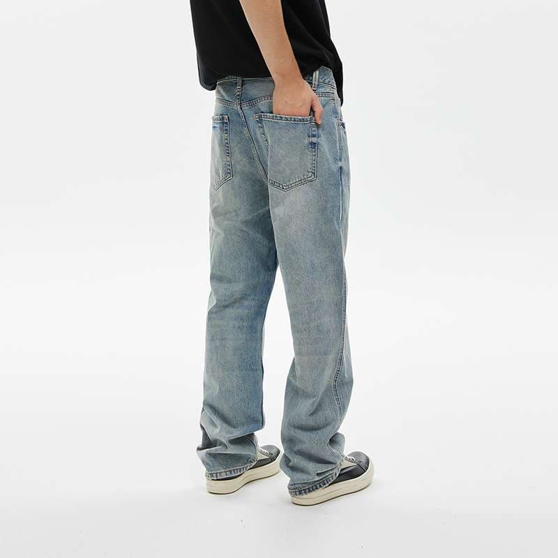 韓国スタイル ヴィンテージ風ストレートデニム