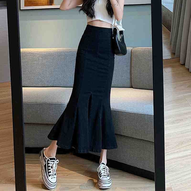 裾広がりデニムマーメイドスカート