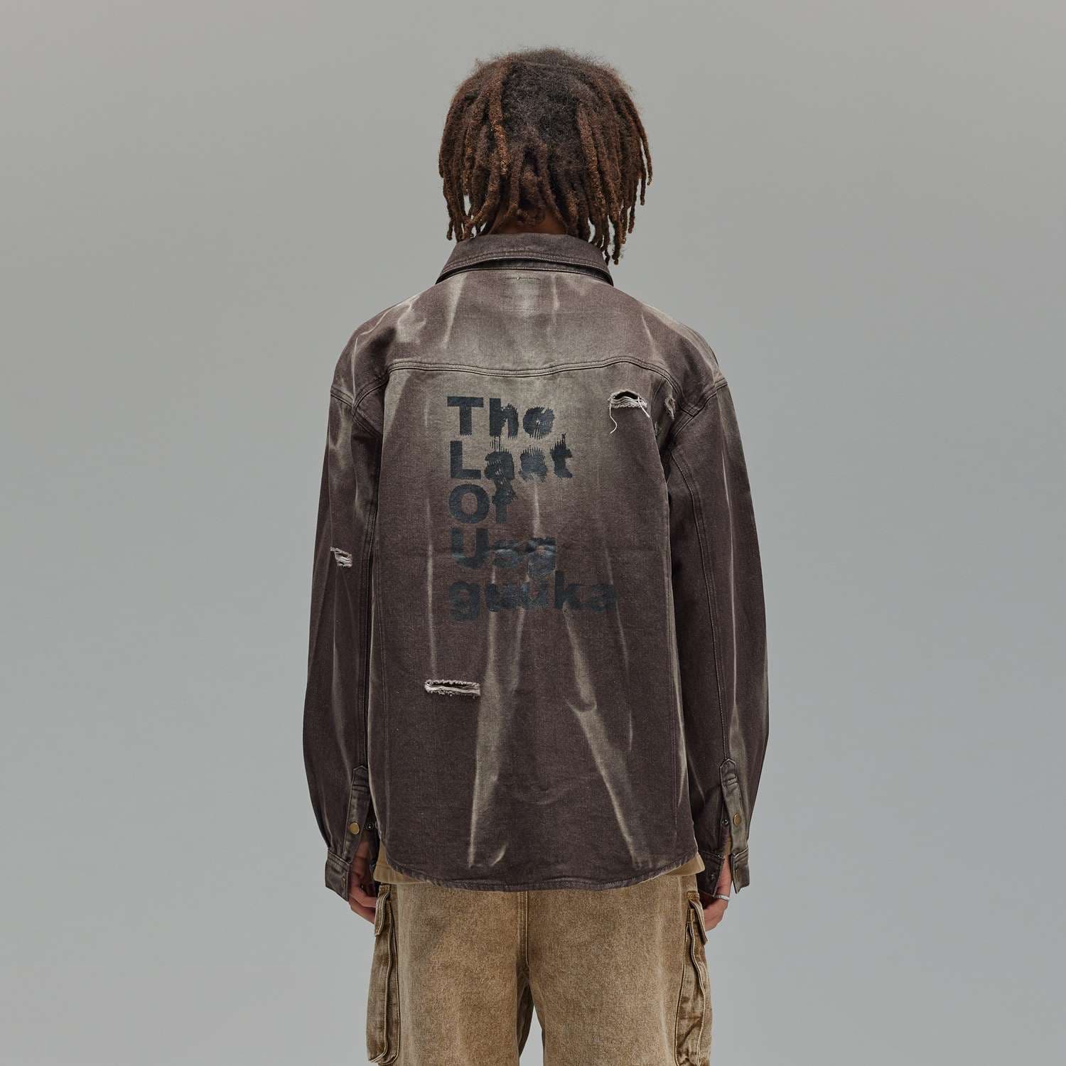 アメリカンカジュアル ヴィンテージ風ダメージ加工デニムシャツジャケット