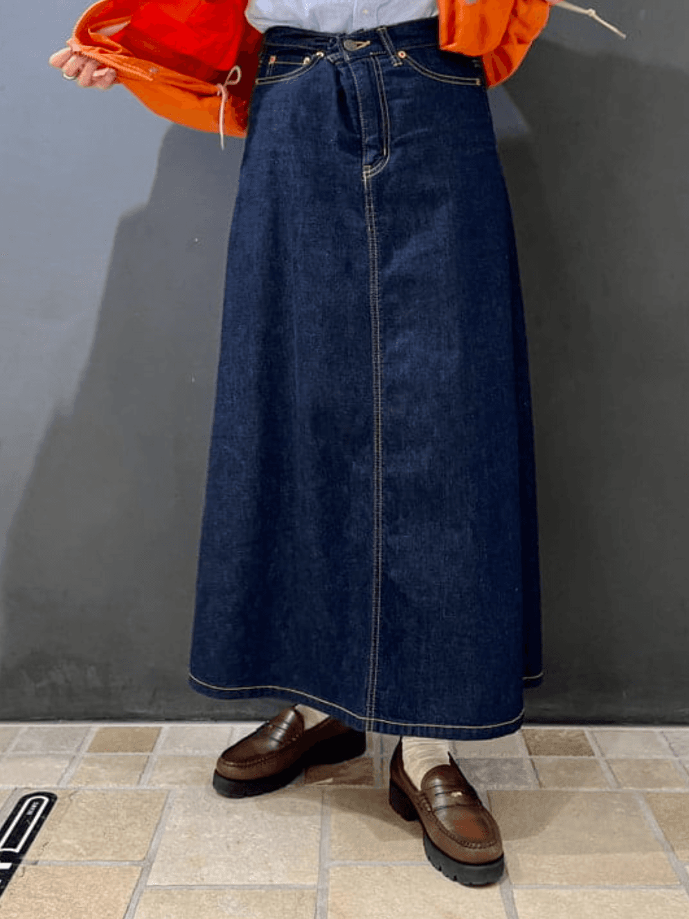 デニムスカート 定番Aライン デニムロングスカート