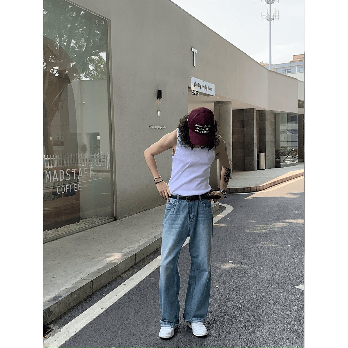 ゆったりワイドデニムパンツ