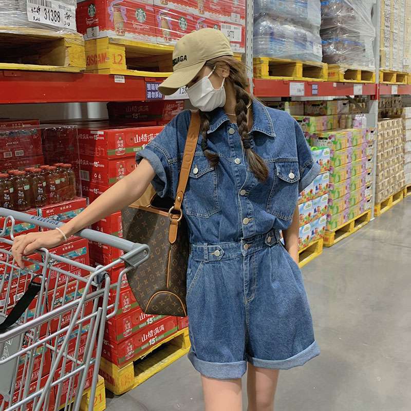 カジュアルスタイル デニムショートオールインワン