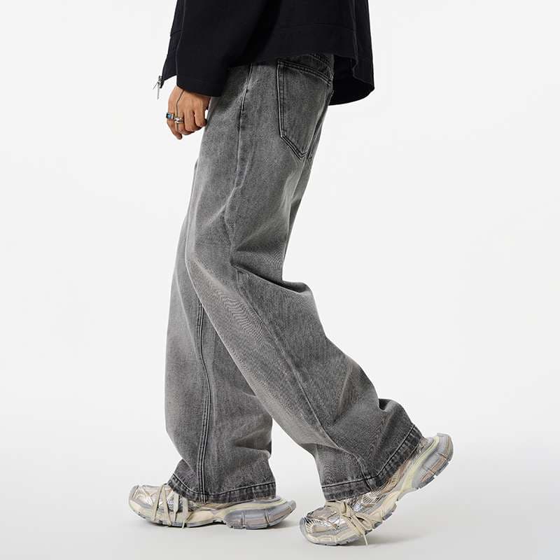 カジュアルスタイル ワイドシルエット グレーウォッシュデニム