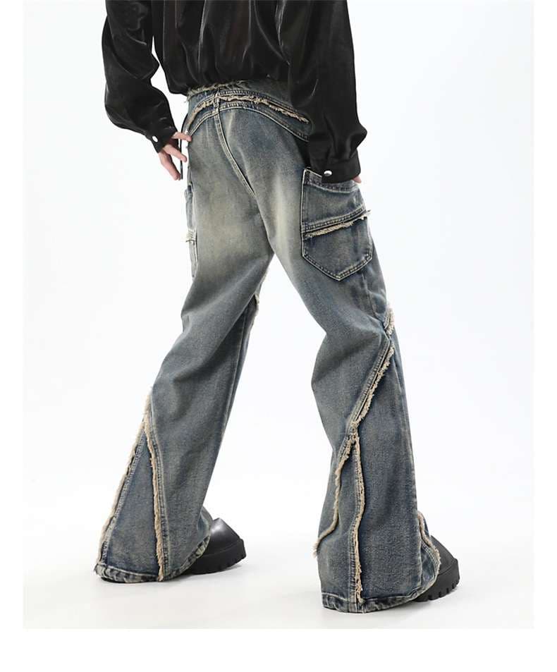 斬新デザイン ワイドフレアジーンズパンツ
