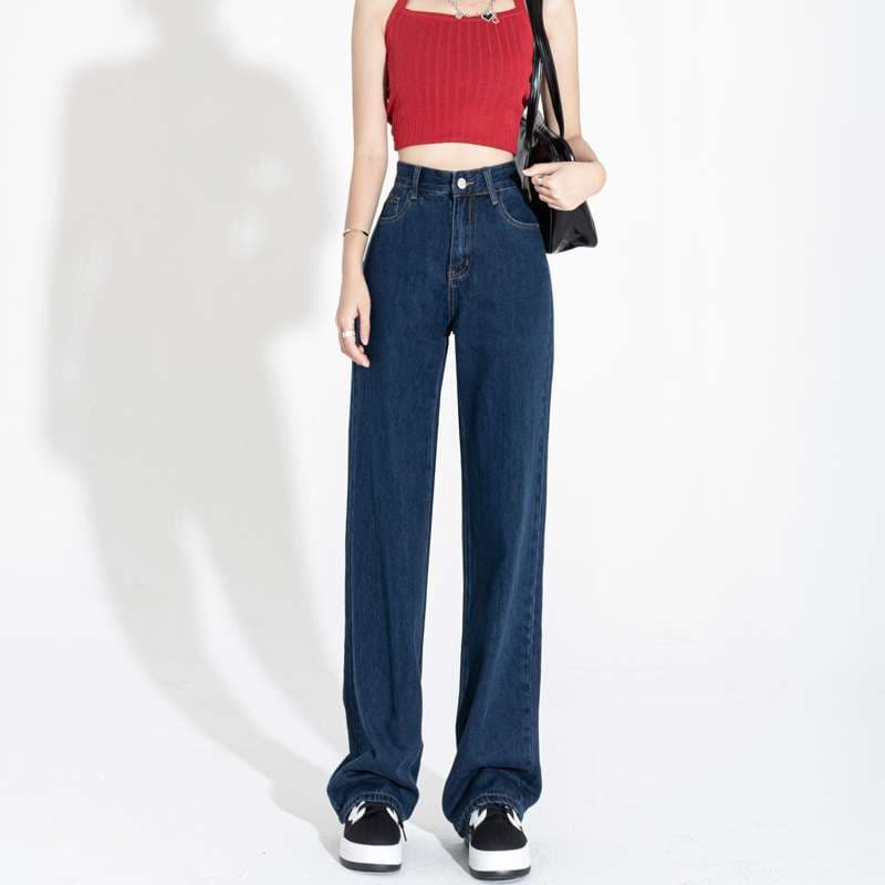 カジュアルスタイル ハイウエストワイドデニムパンツ
