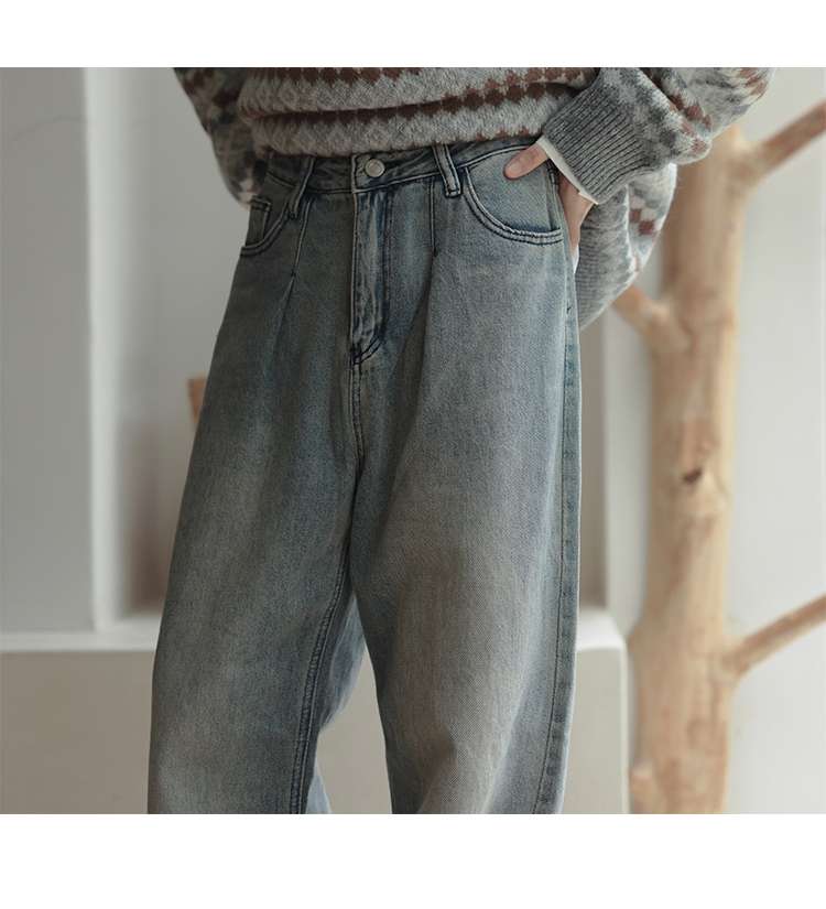 カジュアルスタイル リラックスワイドデニム ビンテージウォッシュ