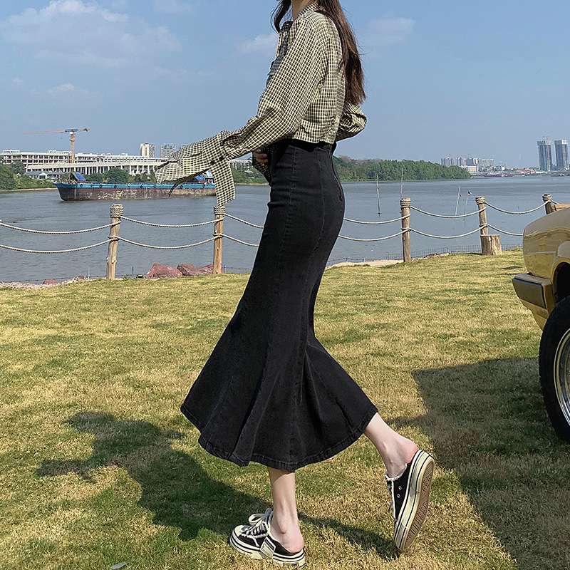 カジュアルデニム　マーメイドデニムロングスカート