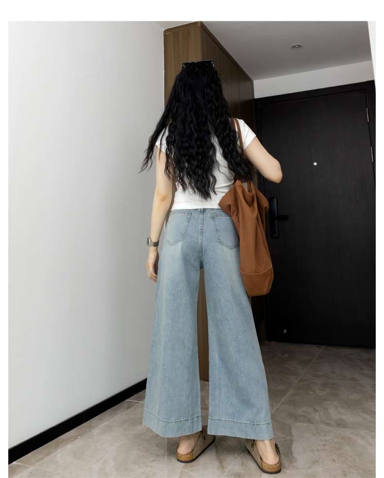 韓国スタイル リラックスワイドデニムパンツ