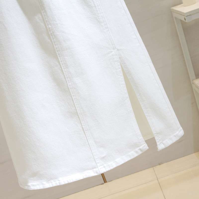 クリーンホワイトデニムロングタイトスカート