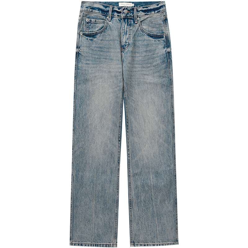 韓国スタイル ヴィンテージ風ストレートデニム