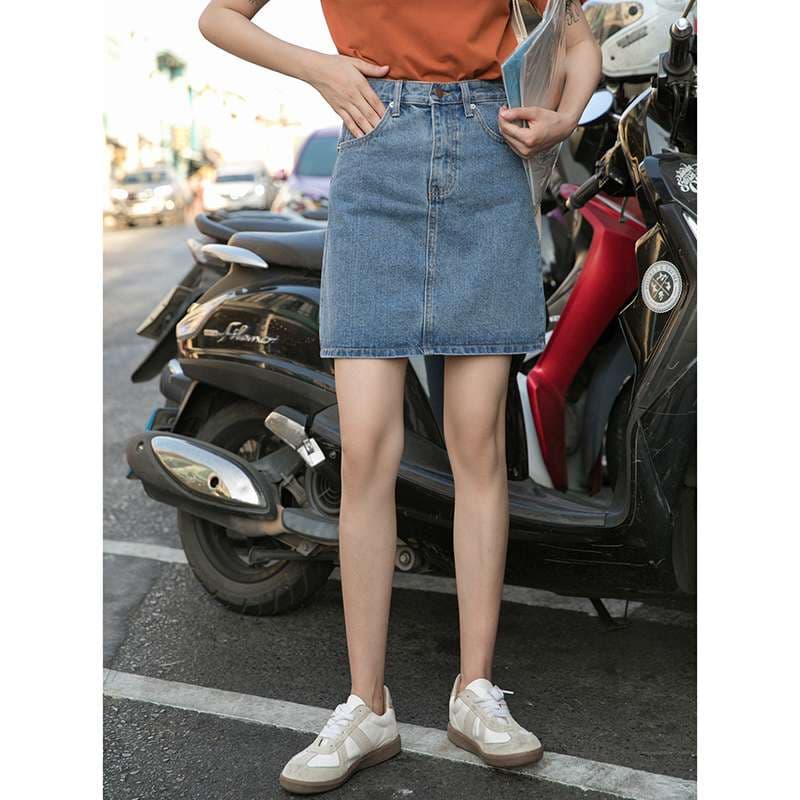 カジュアルスタイル　オールシーズン対応デニムミニスカート